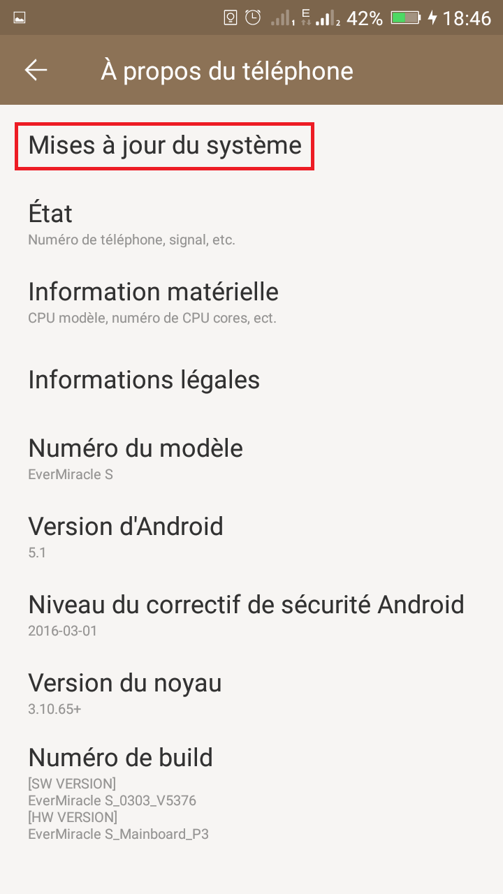 mettre à jour Android