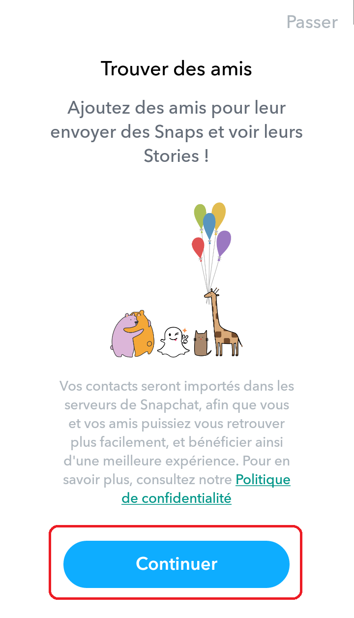 créer un compte Snapchat